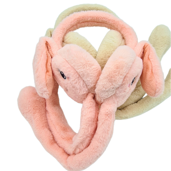 Oynar Kulaklı Hareketli Tavşan Peluş Kulaklık Somon Pembe