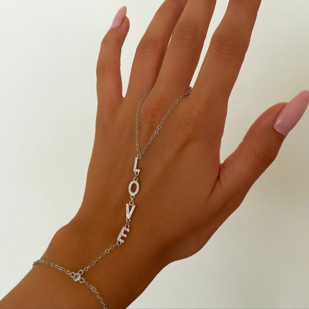 Love Yazılı Silver Kaplama Şahmeran