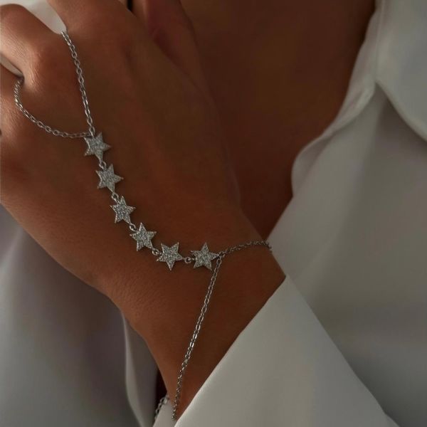 Özel Seri Silver Zirkon Taşlı Yıldız Şahmeran