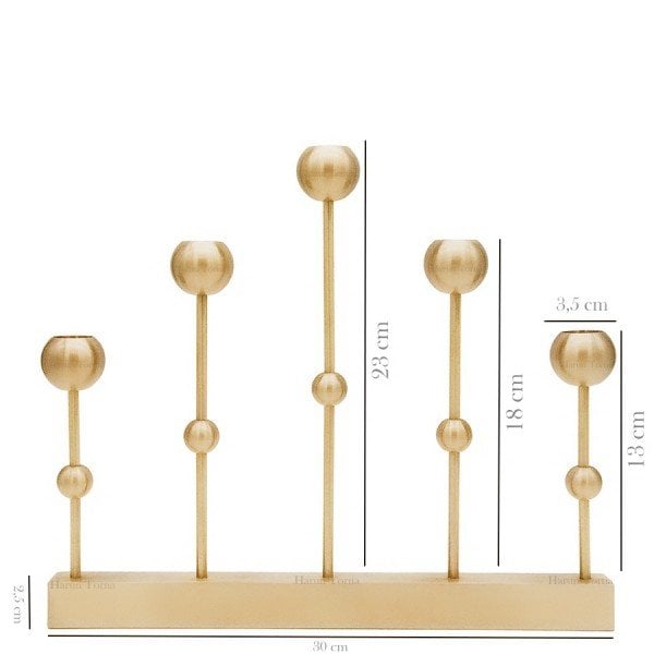 5'li pirinç şamdan mumluk