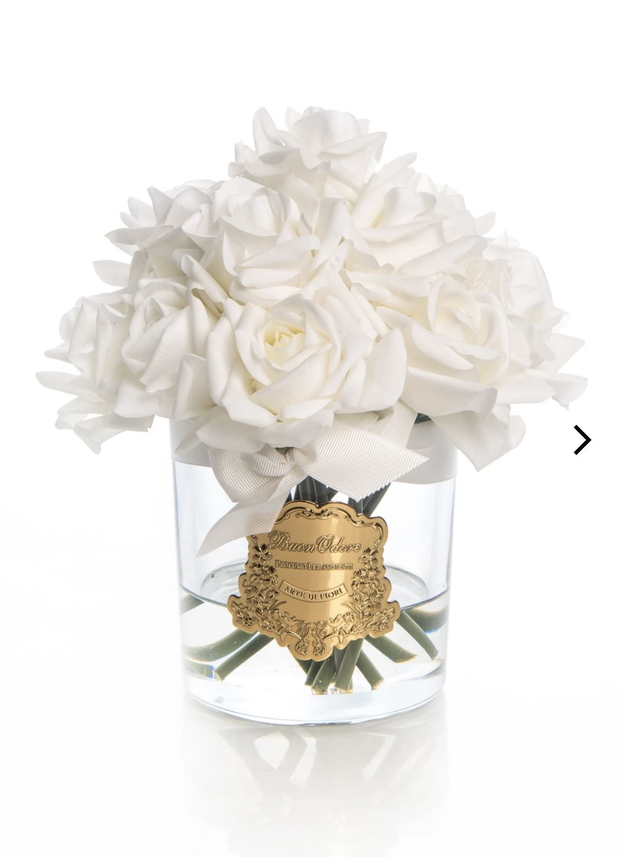 Beyaz gül gold cam vazolu koku