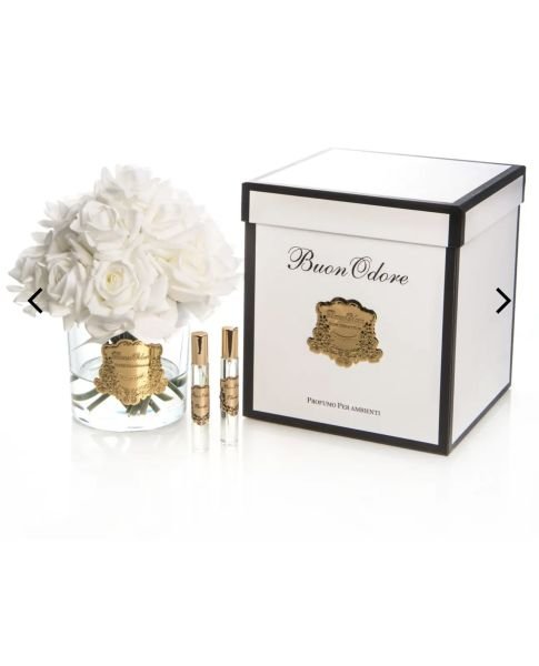 Beyaz gül gold cam vazolu koku