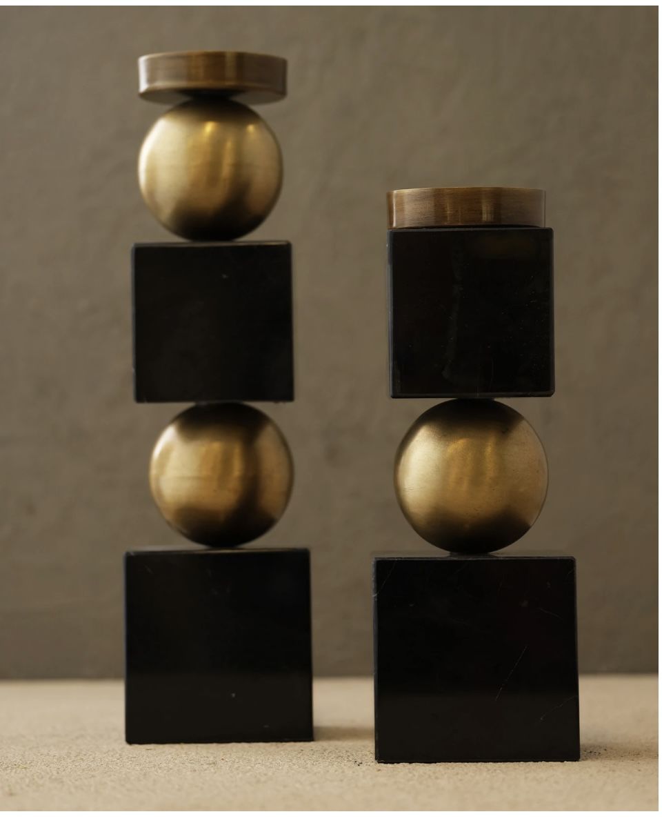 Mermer Küp Şamdan 2 li