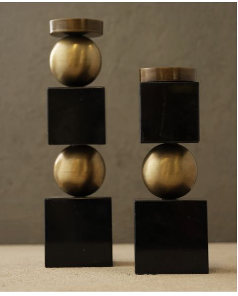 Mermer Küp Şamdan 2 li