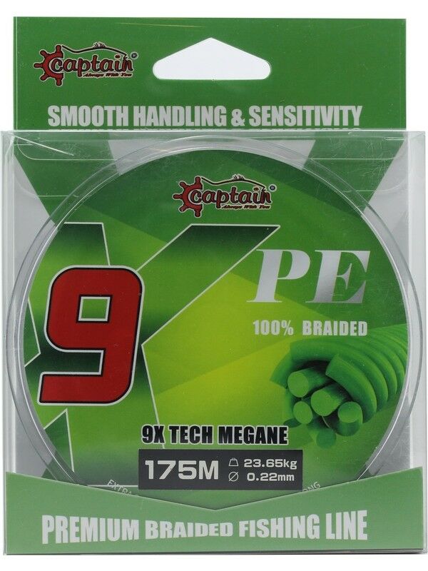 Captain X9 Megane Tech PE 9 Örgü Spin İpi 175mt Dark Green 0,16 mm