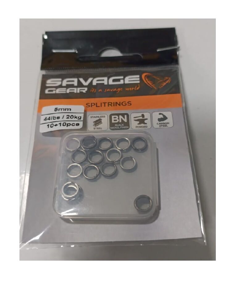 Savage Gear Split ring SS+BLN 10+10 5MM 44LBS 20KG