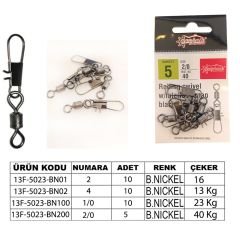Captain 5023 Kilitli Klips İnox 10'lu Paket Black Nikel