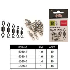 Captain 5080 Elmas Gözlü Fırdöndü 10'lu Paket Black Nikel