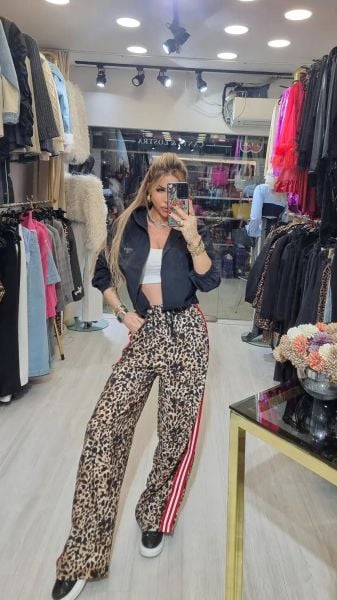 Leopar Pantolon Saten