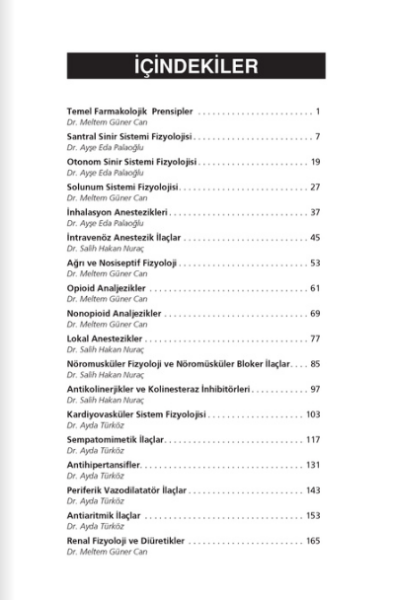 Anesteziyoloji Pratiğinde Farmakoloji ve Fizyoloji Akıl Notları