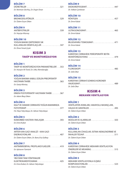 Erişkin Kalp ve Damar Cerrahisinde Yoğun Bakım