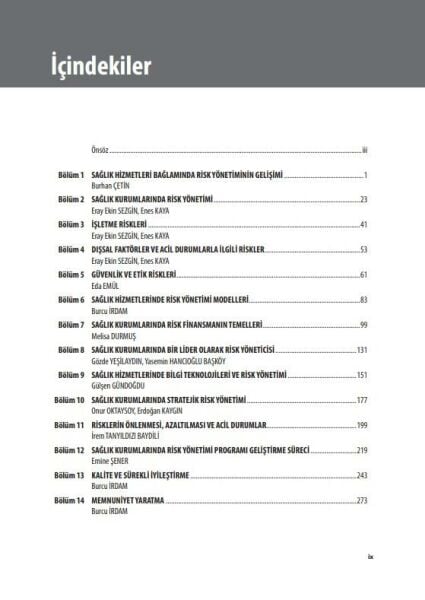 Sağlık Kurumlarında Risk Yönetimi Güvenlik ve Kalitenin İnşası