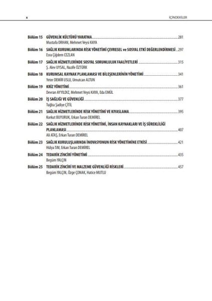 Sağlık Kurumlarında Risk Yönetimi Güvenlik ve Kalitenin İnşası