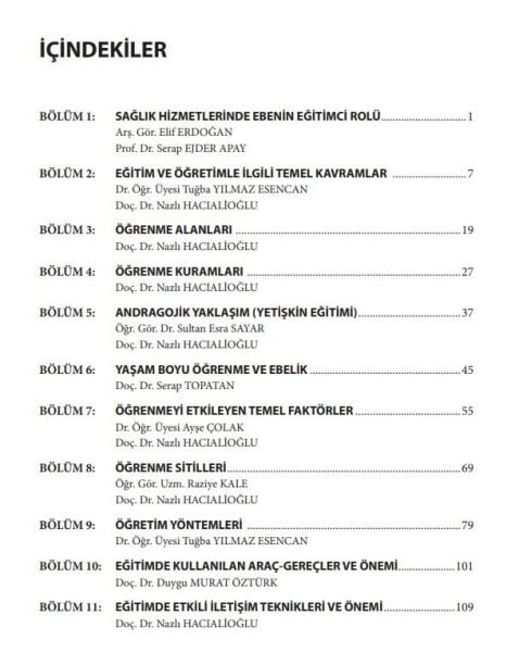 Ebelikte Öğretim Öğrenme ve Eğitim