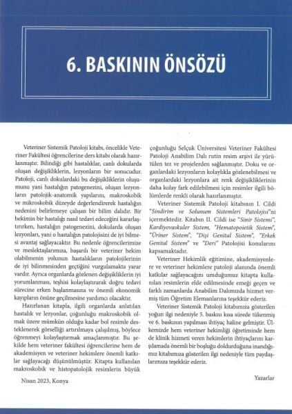 Veteriner Sistemik Patoloji Cilt: 1 (Sindirim-Solunum) - (6. Baskı)
