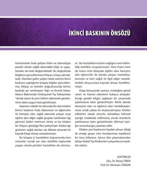 İç Hastalıkları ve Kadın Sağlığı Genişletilmiş ve Güncellenmiş 2. Baskı