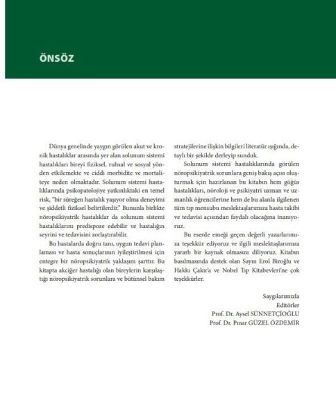 Solunum Sistemi Hastalıklarına Nöropsikiyatrik Yaklaşım