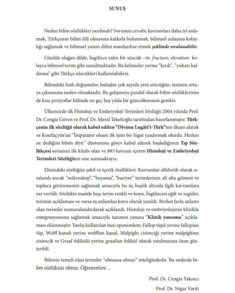 Tıp Sözlükçesi Histoloji ve Embriyoloji Terimleri