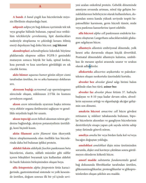 Tıp Sözlükçesi Histoloji ve Embriyoloji Terimleri