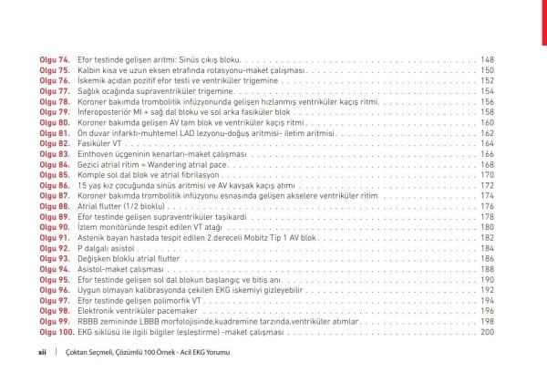 Çoktan Seçmeli Çözümlü 100 Örnek Acil EKG Yorumu