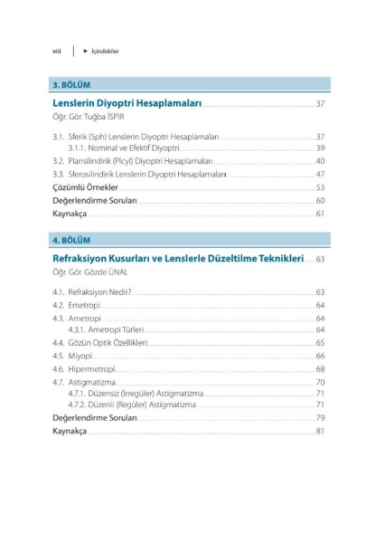 Optisyenlik Programları için Optik ve Optisyenlik