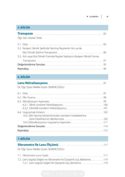 Optisyenlik Programları için Optik ve Optisyenlik