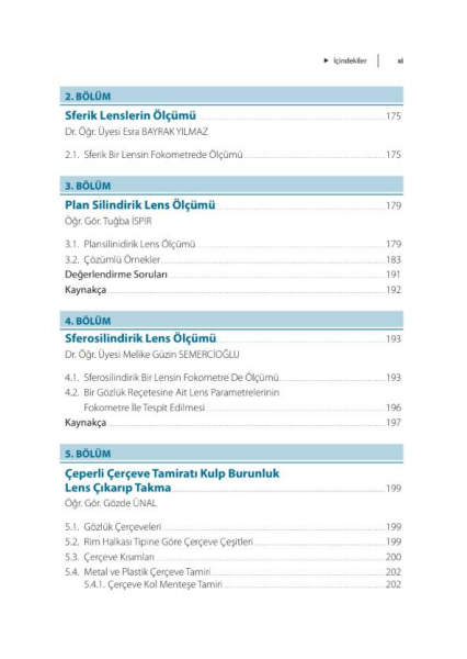 Optisyenlik Programları için Optik ve Optisyenlik