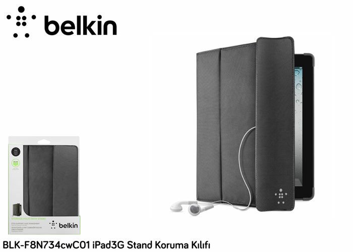 Belkin BLK-F8N747cwC00 iPad3 Kapak/Stand Katlama Siyah Koruma Kılıfı