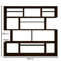 Masif Ağaç Ceviz Renk 200x200 Kitaplık CPT6007-200