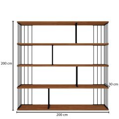 Defne Masif Ahşap Tik Renk 200x200 Kitaplık CPT6008-200