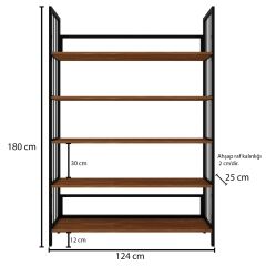 Buket Masif Ahşap Tik Renk 180x124 Kitaplık CPT6009-180