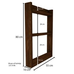 Çiçek Masif Ahşap Ceviz Rengi Duvar Rafı CPT1201-80