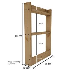 Çiçek Masif Ahşap Natural Renk Duvar Rafı CPT1202-80