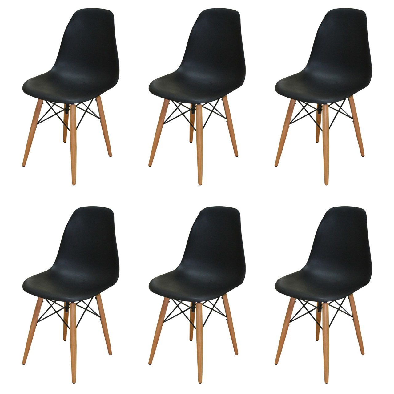 Luna Ağaç Ayaklı 6 ADET Eames Siyah Sandalye SND3014-6SYH