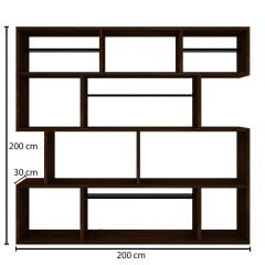 Masif Ağaç Tik Renk 200x200 Kitaplık CPT6004-200