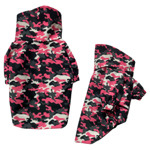 PINK CAMOUFLAGE- WATERPROOF Su Geçirmez Yağmurluk ( Penye Astarlı )