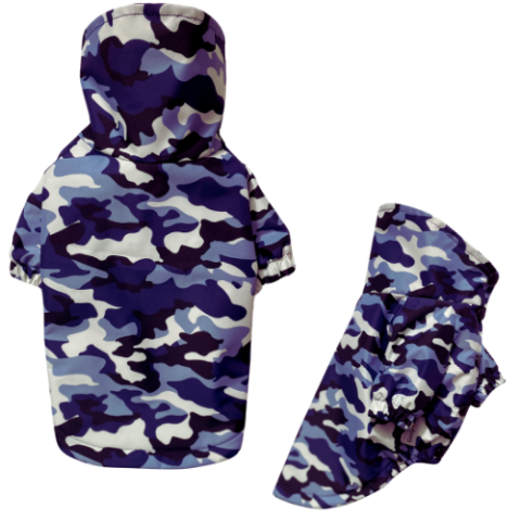 DARK BLUE CAMOUFLAGE- WATERPROOF Su Geçirmez Yağmurluk ( Polar Astarlı )