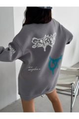 UNISEX CALIFORNIA BASKILI OVERSİZE SWEATSHİRT