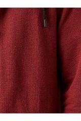 Erkek Bordo Kapüşonlu Sweatshirt Fermuarli Basic