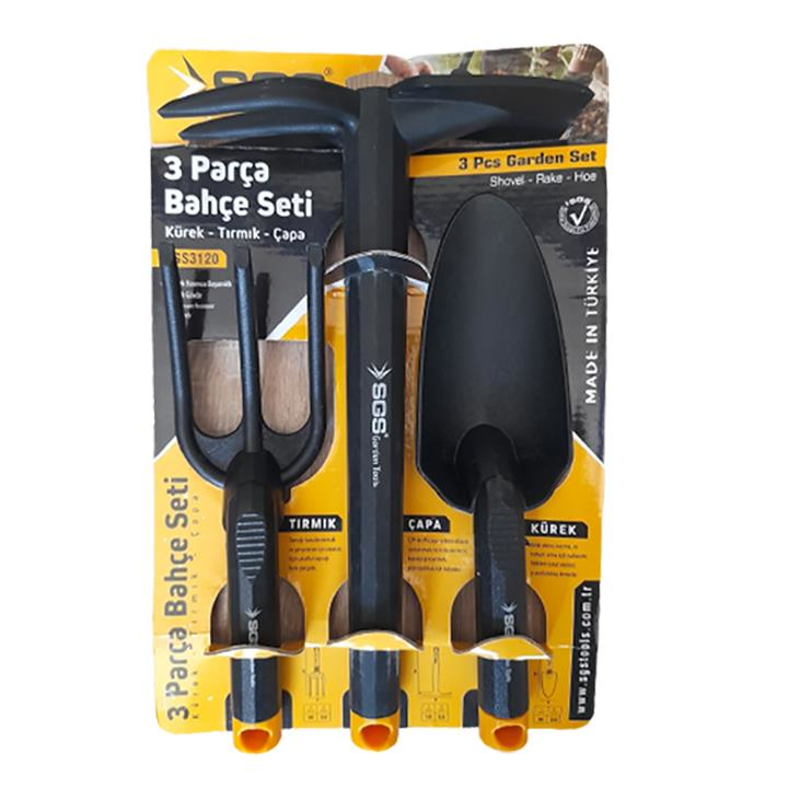 SGS 3 Parça Bahçe Seti - Kürek Tırmık Çapa -Garden Tools Kit 3pcr
