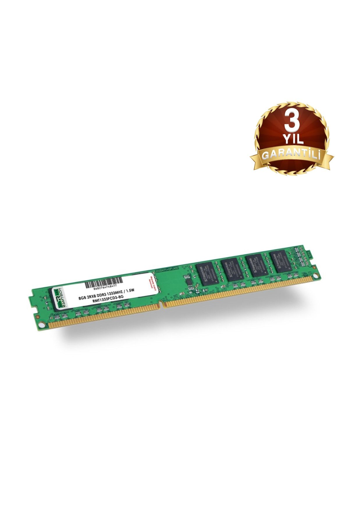 Ramtech 8gb DDR3 1333Mhz INTEL ve AMD İşlemcilere Uyumlu Masaüstü Ram 1.5w