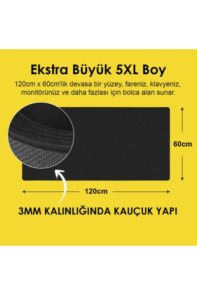 Teknowith 120 Siyah 120x60 Cm XXL Gaming Oyuncu Mousepad