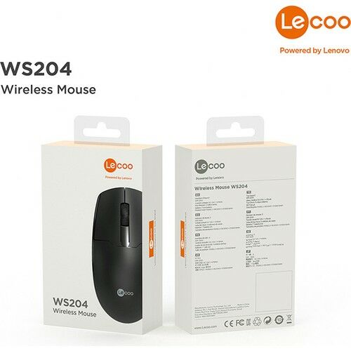 Lenovo Lecoo WS204 Kablosuz 1200DPI 3 Tuşlu Siyah Optik Mouse