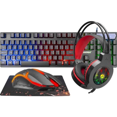 Everest KMK-91 Eco Rainbow USB Gaming Combo 4 in 1 Set Klavye + Mouse + Pad + Kulaklık