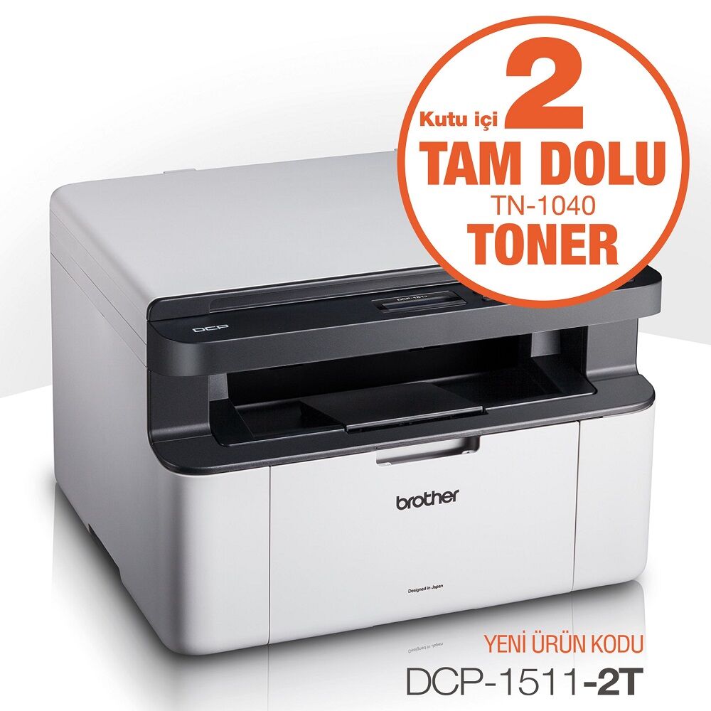 BROTHER DCP-1511-2T A4 Siyah Çok Fonksiyonlu Lazer Yazıcı USB 2.0 Demo+1 Tonerli