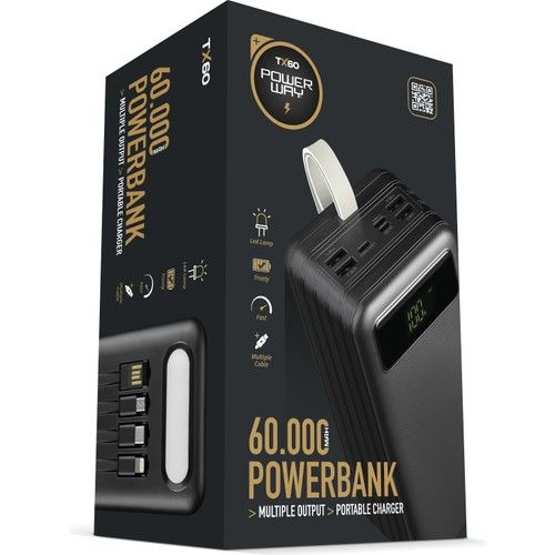 ﻿POWERWAY TX60 60000 MAH DİJİTAL GÖSTERGELİ SİYAH