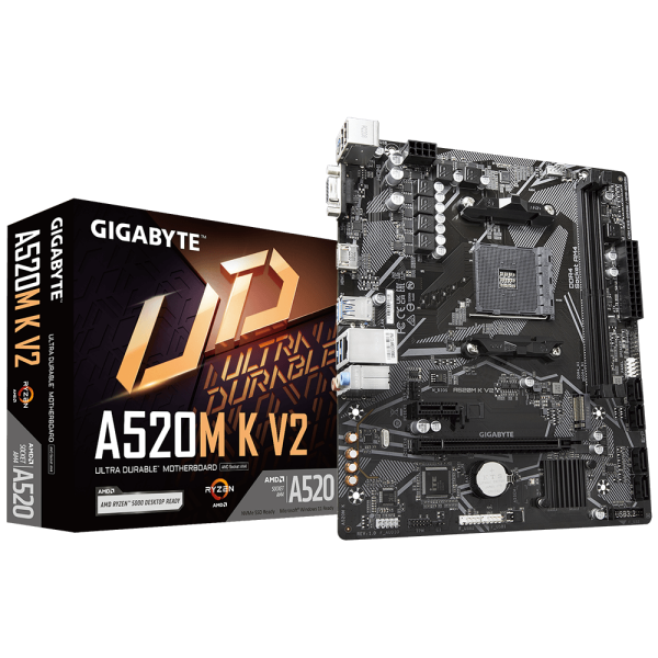 Gigabyte A520M K V2 AMD A520 5100 MHz (OC) DDR4 Soket AM4 mATX Anakart