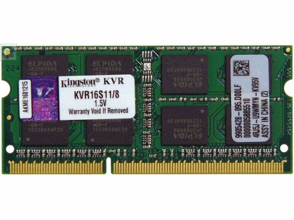 Kingston 8 GB 1600MHz DDR3 CL11 SODIMM KVR16S11/8 Notebook Ram