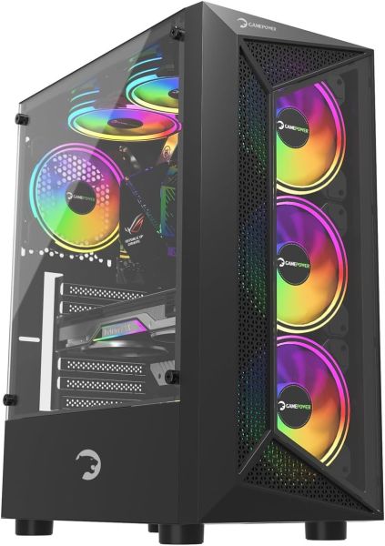 GamePower Eclipse 4x120mm ARGB Fan 700W 80+ Gold Full Modüler Temperli Cam ATX Gaming Kasa