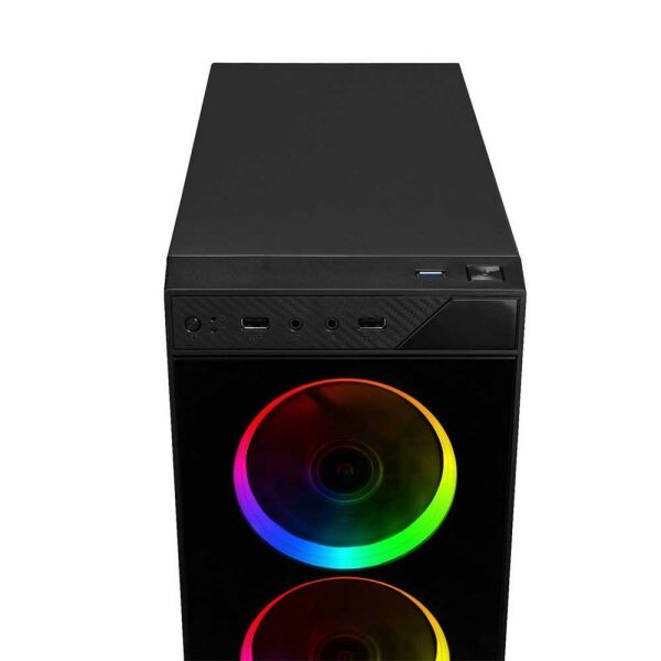 PowerBoost VK-C12B USB 3.0 Tempered Glass RGB Fan ATX Siyah Kasa